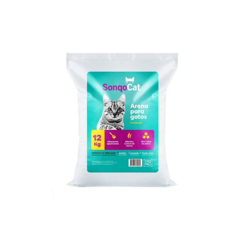 Arena para Gatos SonqoCat Premium 12Kg -  Granulada  Aroma Lavanda