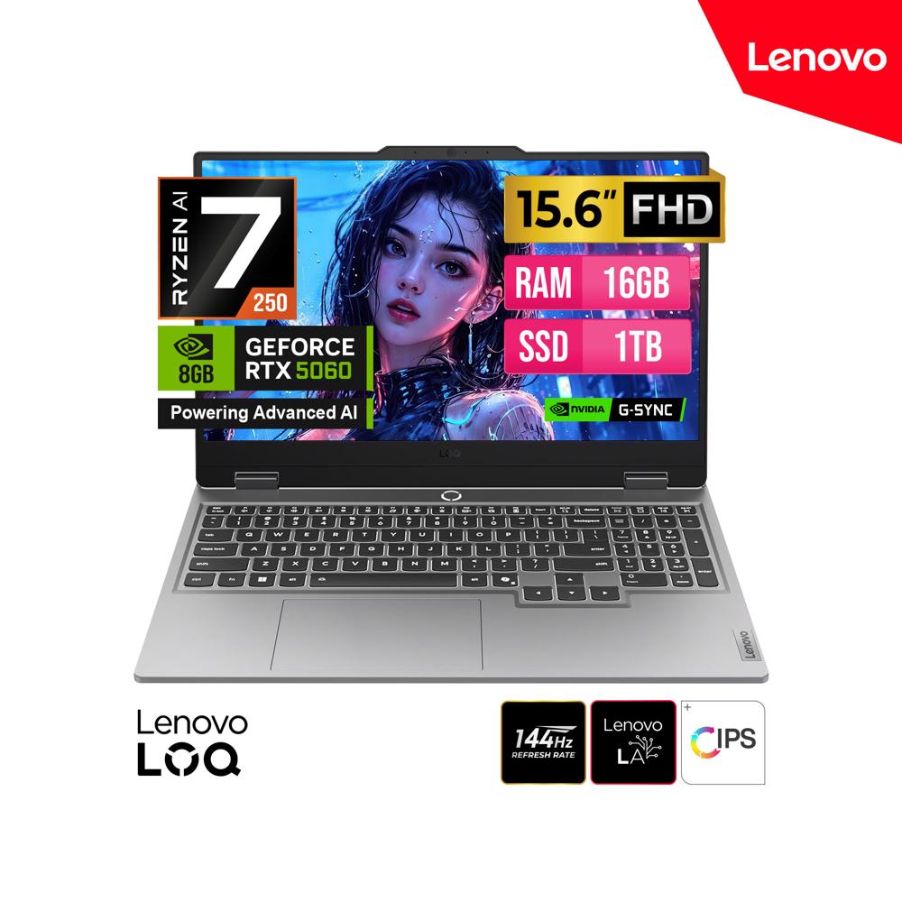 LAPTOP LENOVO LOQ 15ARP10 AMD RYZEN IA 7 250 15.6 IPS FHD 16GB DDR5 SSD 1TB RTX 5060 8GB  FreeDOS