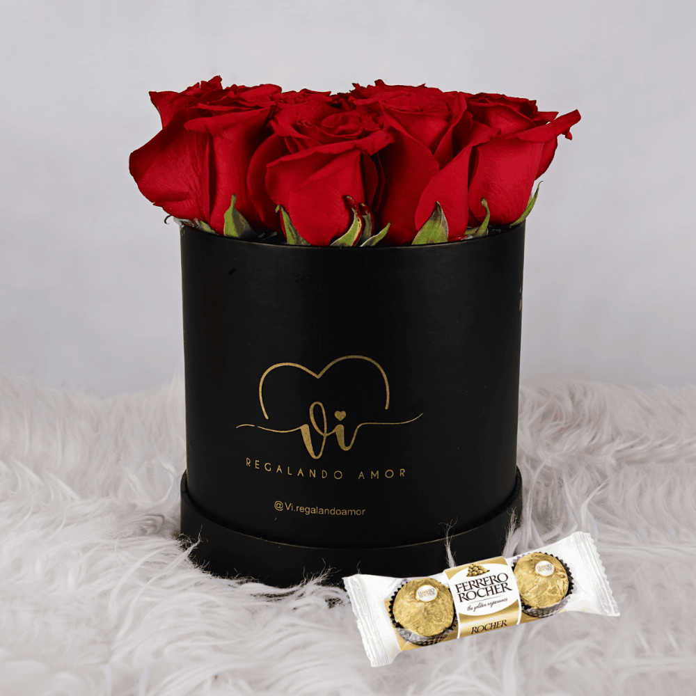 Box clasico rosas rojas con Chocolate - arreglo de flores