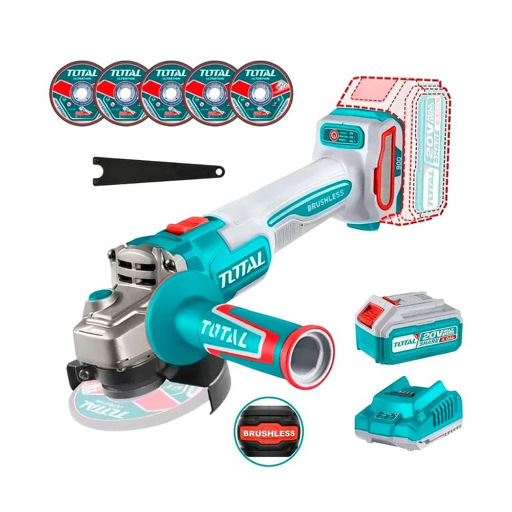 Amoladora Inalámbrica 20V 4 1/2 Brushless Tagli261521 Total