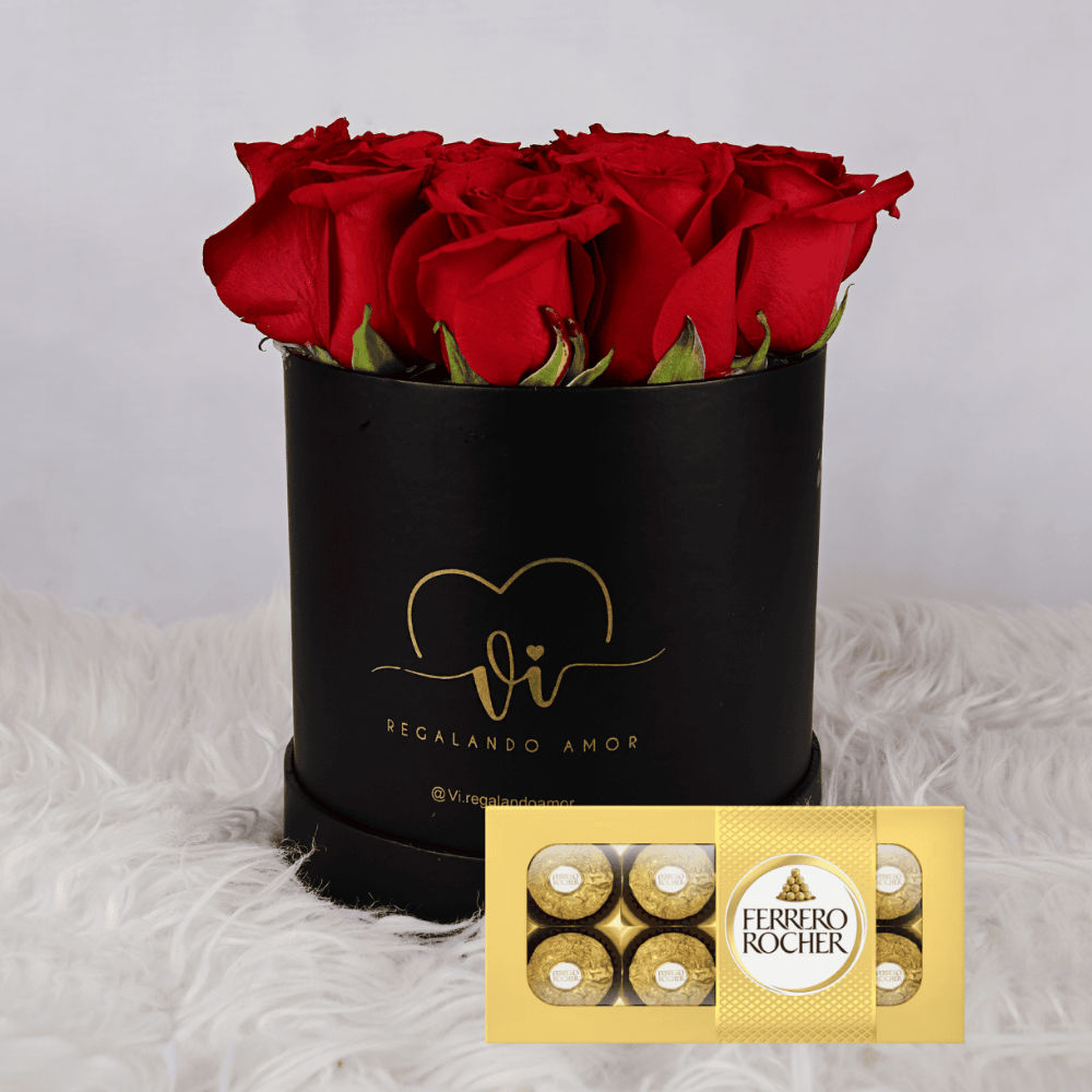 Box clasico de rosas rojas con Chocolate - Arreglo de flores