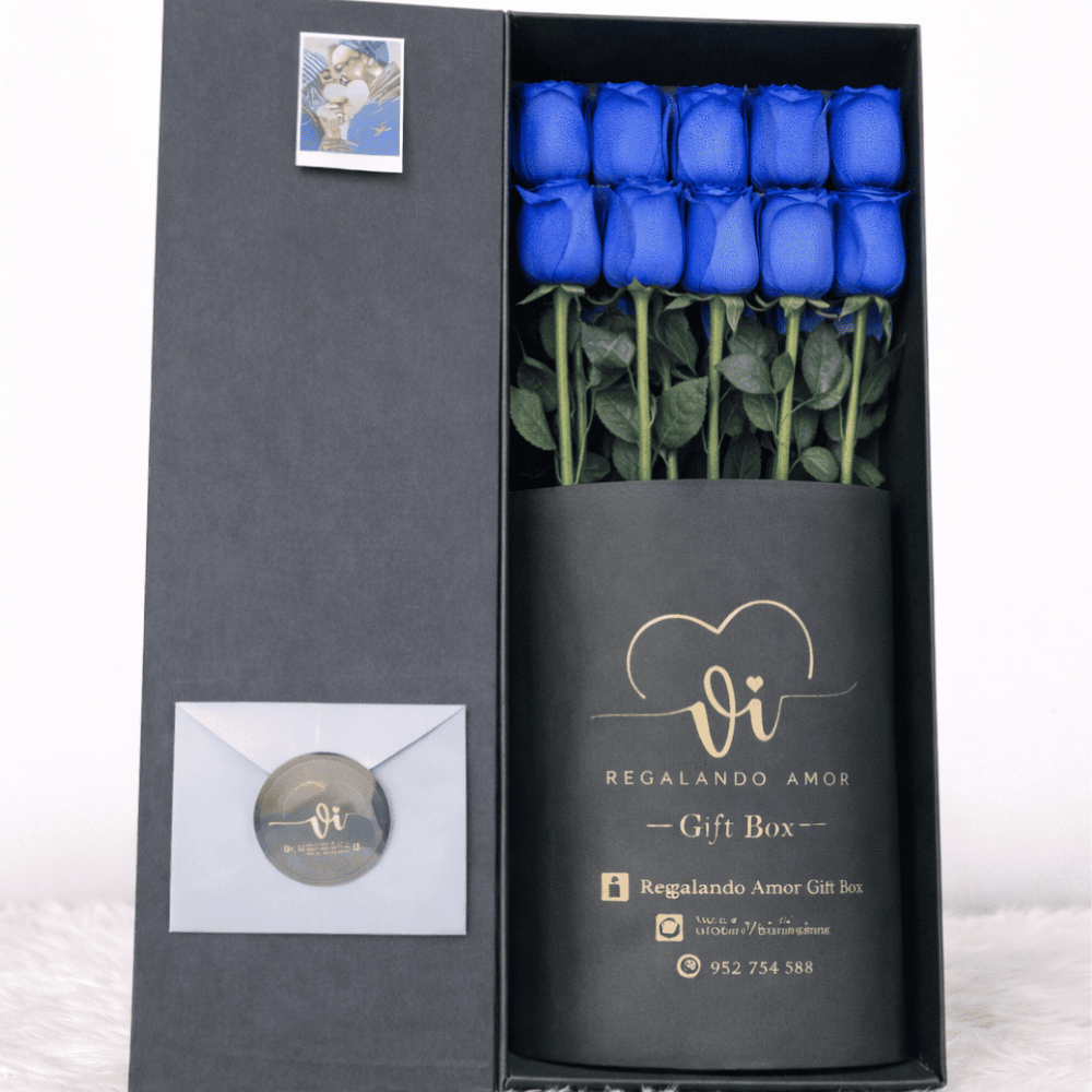 Box Imperial 10 Rosas Azules - Arreglo de flores