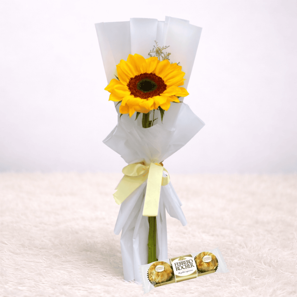 Mini ramo de 1 girasol y Chocolate - Ramo de flores