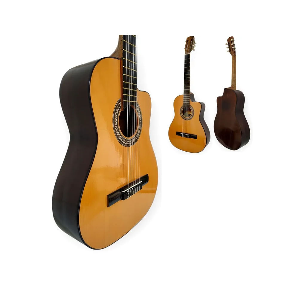 Guitarra Acústica Nacional Mod Media Luna en Acabado Rustico + Funda + Pua