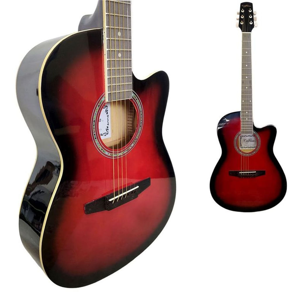 California - Guitarra Acústica con Alma Accesorios - Rojo.