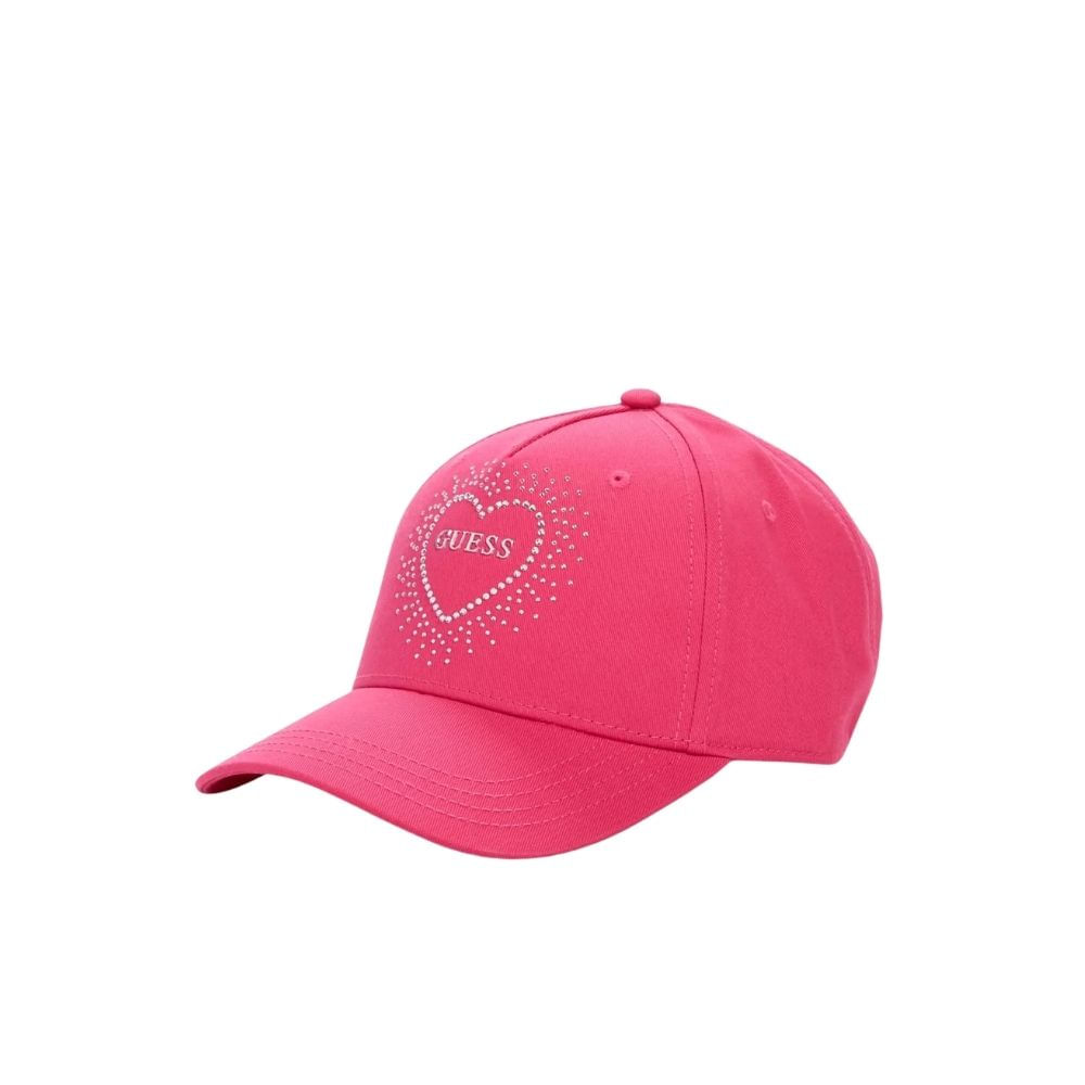 Gorra dama Guess rosada corazón plata