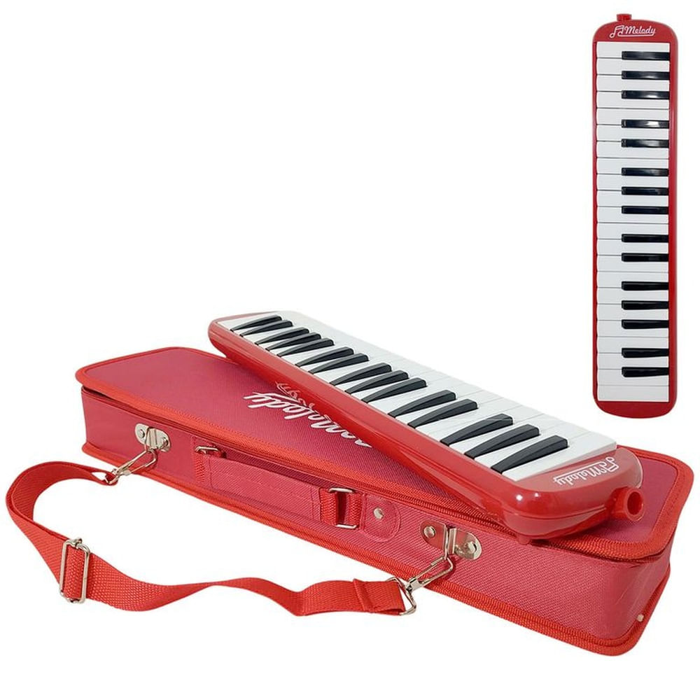 Melodica Melody De 37 Notas Teclas Con Estuche Rigido de Tela - Rojo
