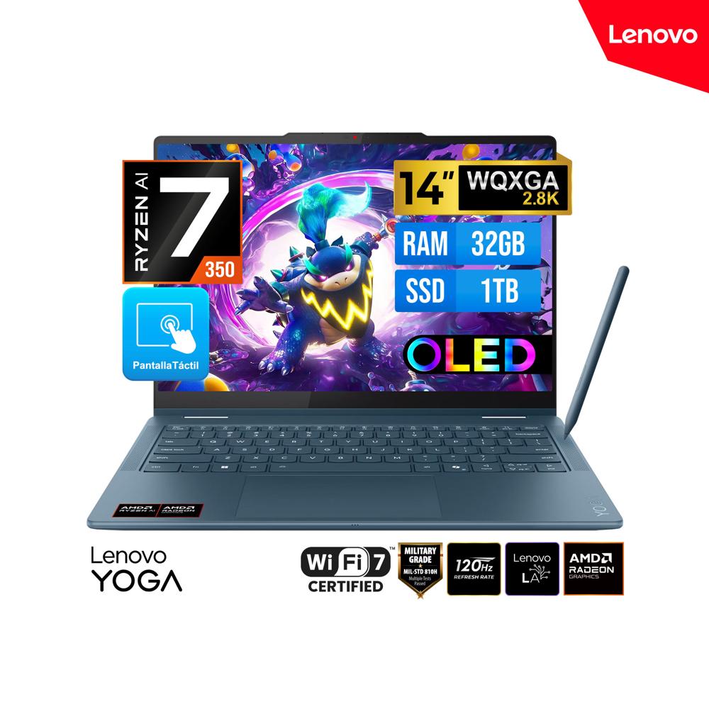 LAPTOP LENOVO YOGA 7 2 EN 1 RYZEN AI 7 350 32GB 1TB 14 OLED TOUCH FreeDOS