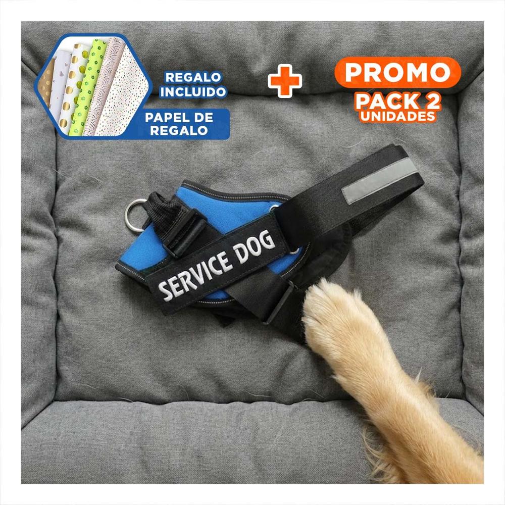 Pack2 Chaleco Canino Service Dog Talla XXL Azul para Apoyo Y+Papel Regalo