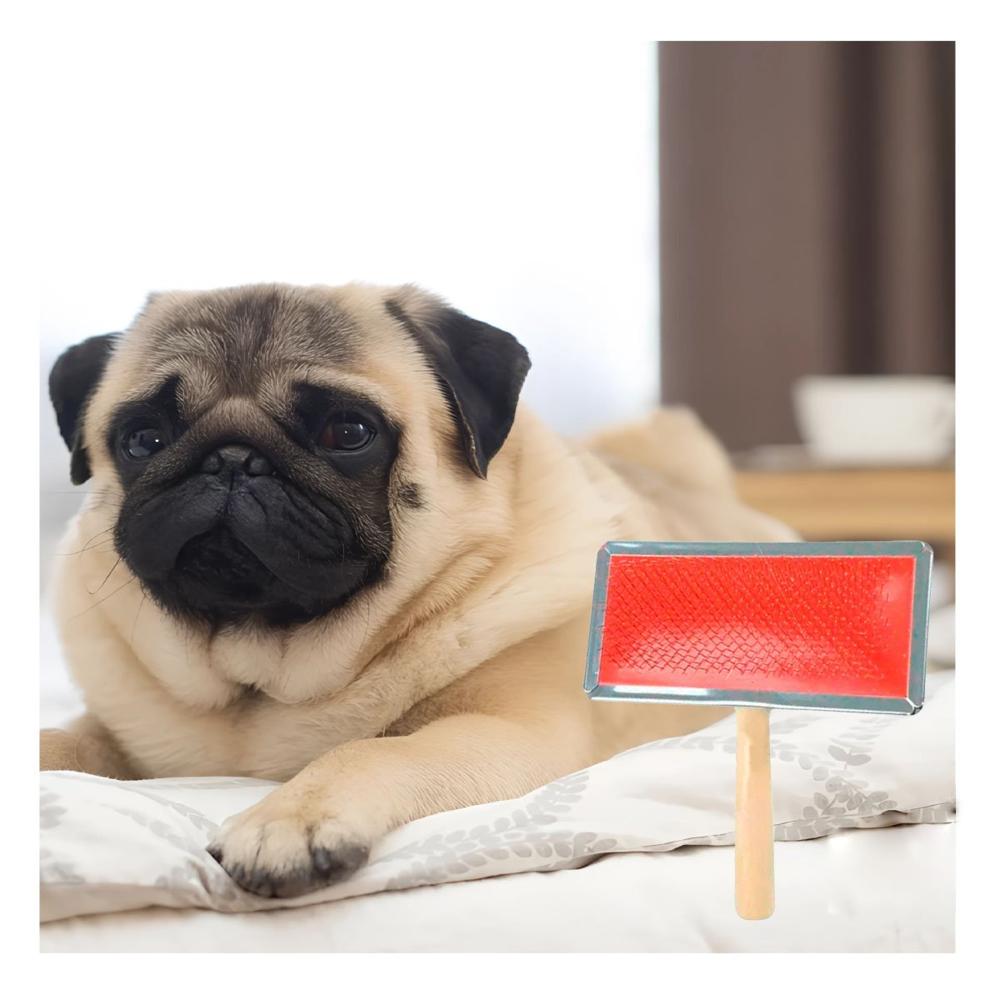 Accesorio Metal Rojo XL con Mango de Madera para Mascotas Pelo Largo