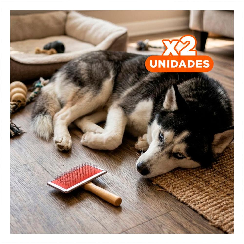 Pack2 Peine Resistente Metal Rojo XL con Mango de Madera para Mascotas Y+Regalo Sticker