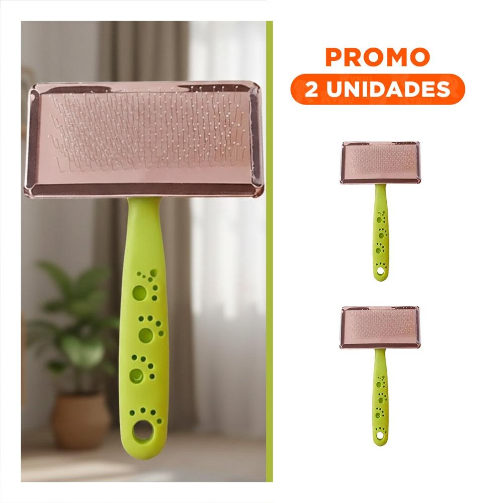 Pack2 Cepillo para Mascota Puntas de Metal Talla L Verde de gran Brillo