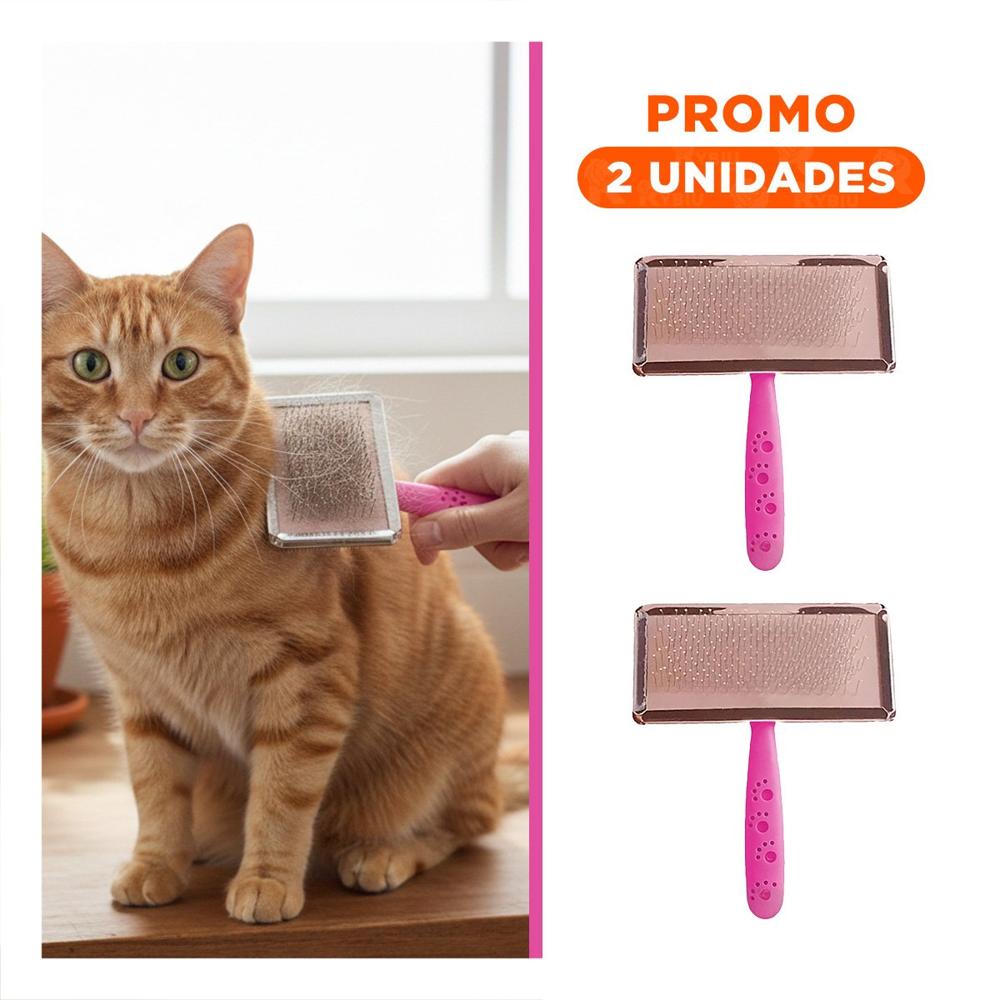 Pack2 Cepillo para Mascota Puntas de Metal Talla L Fucsia de gran Brillo