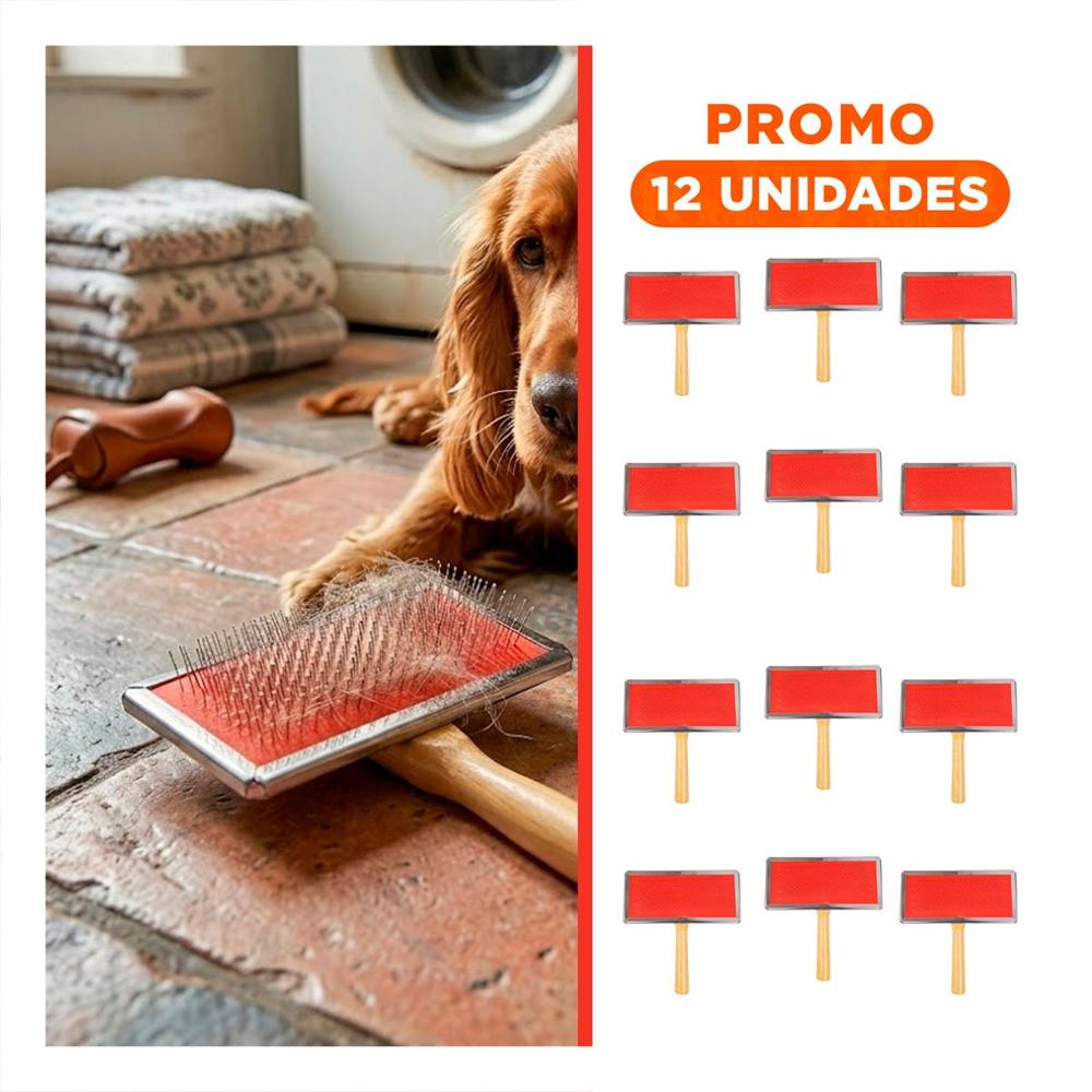 Pack12 Desenredador Duradero Metal Rojo con Mango de Madera Y+Regalo Sticker
