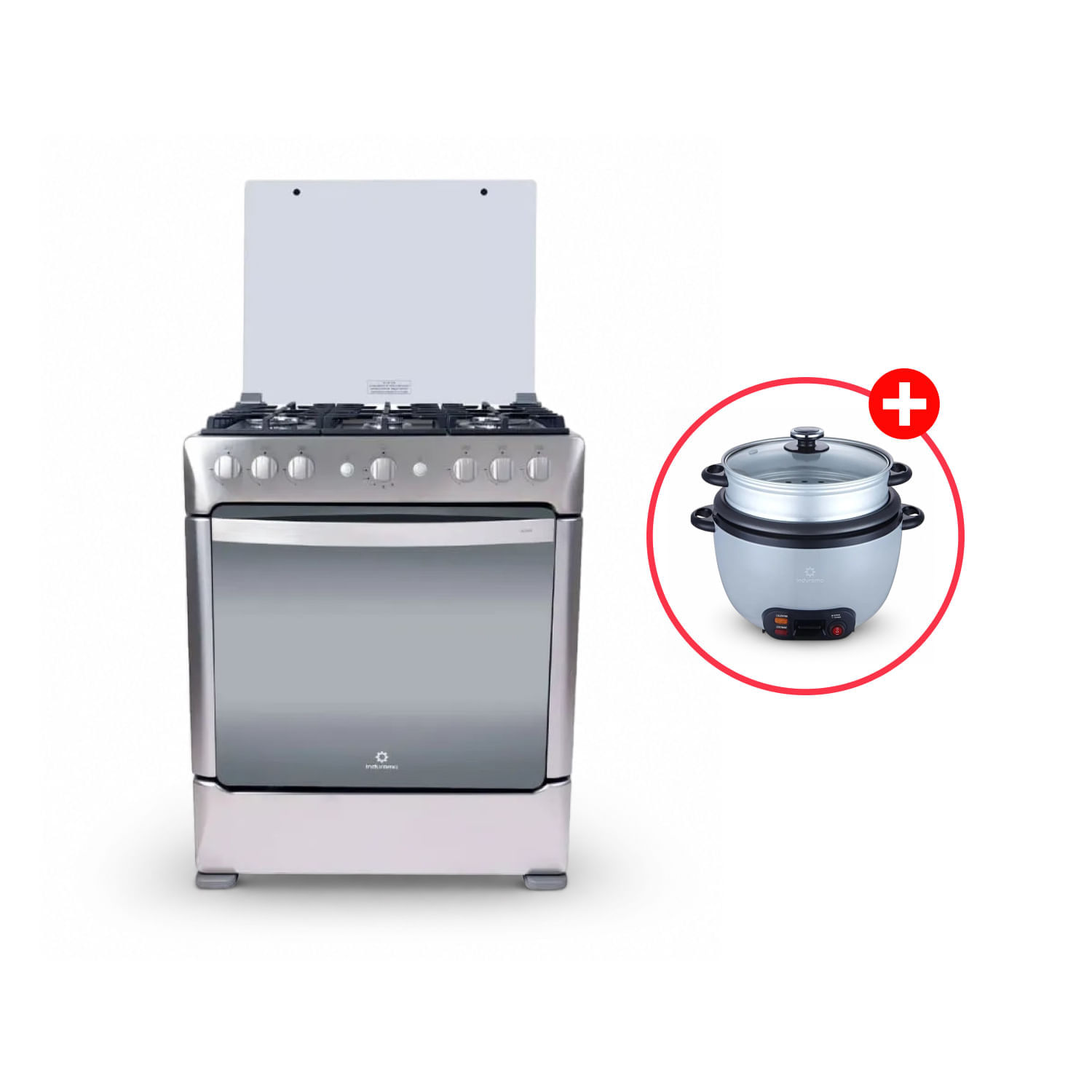 Cocina Indurama Parma Zafiro Croma 6 Quemadores + Olla Arrocera OAI-GR18