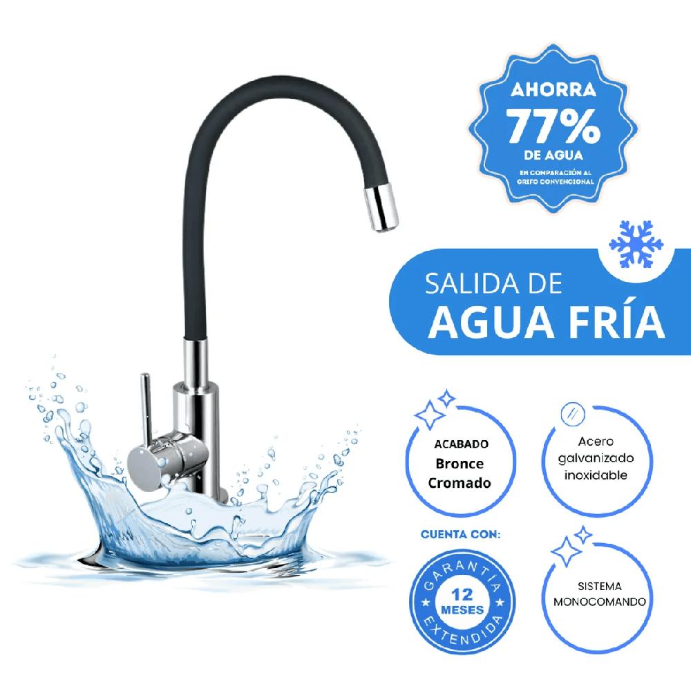 Grifo de cocina negro flexible monocomando de acero inoxidable