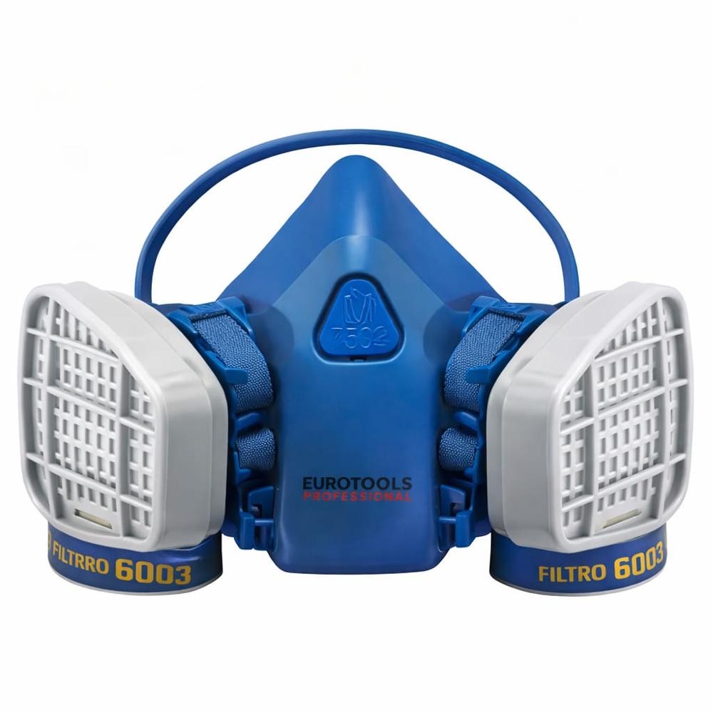 Respirador Mascara Para Gases Tóxicos con Filtros 6003 Profesional Reutilizable EUROTOOLS