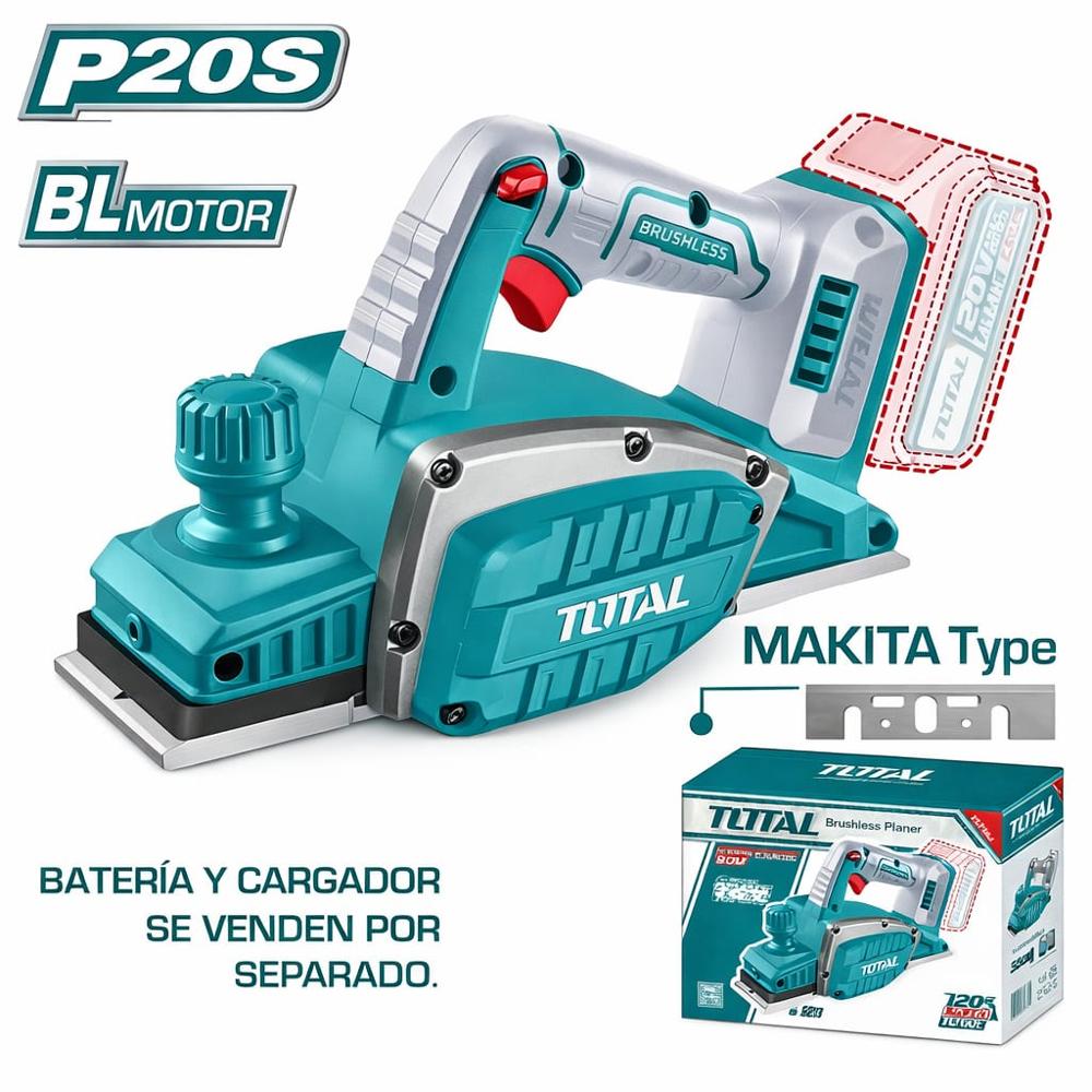 Cepillo Inalámbrico Carpintero Industrial TOTAL Sin Batería Ni Cargador TRLI20401