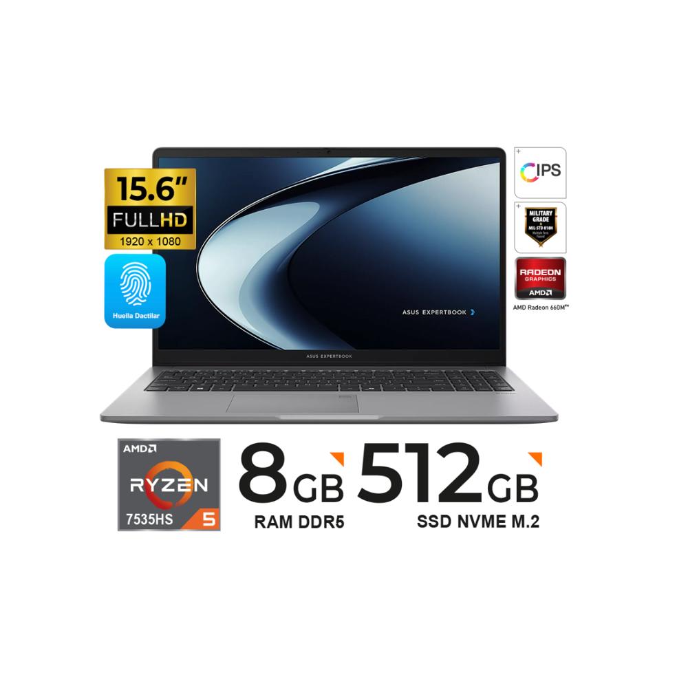 LAPTOP ASUS EXPERTBOOK PM1503CDA-S70013 15.6 LED FHD IPS AMD Ryzen 5 7535HS 8GB DDR5 512GB FreeDOS