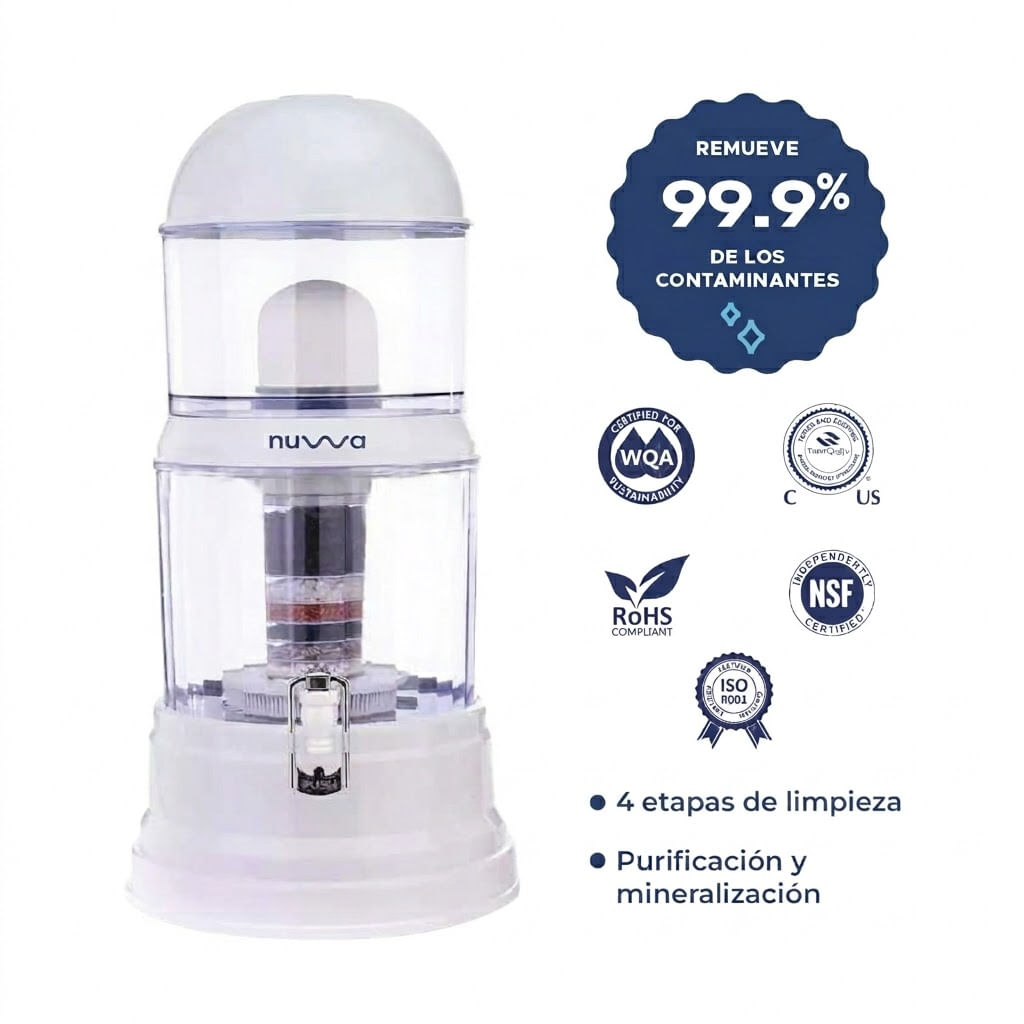 Filtro Purificador de Agua Bidón purificador Nuwa 16 Litros - Blanco