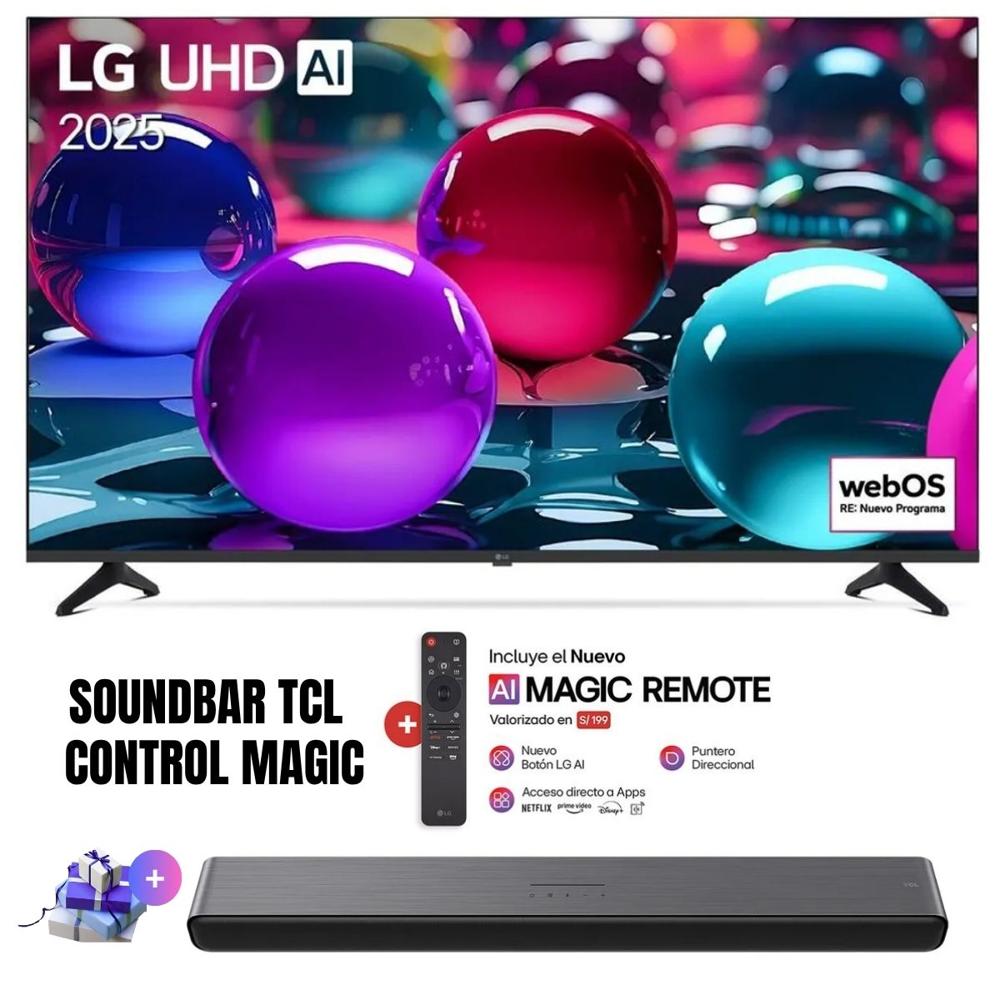 TELEVISOR 75'' UHD 4K LG 75UA8050PSA SMART TV THINQ AI - ANT - MAGIC - SOUNDBAR TCL