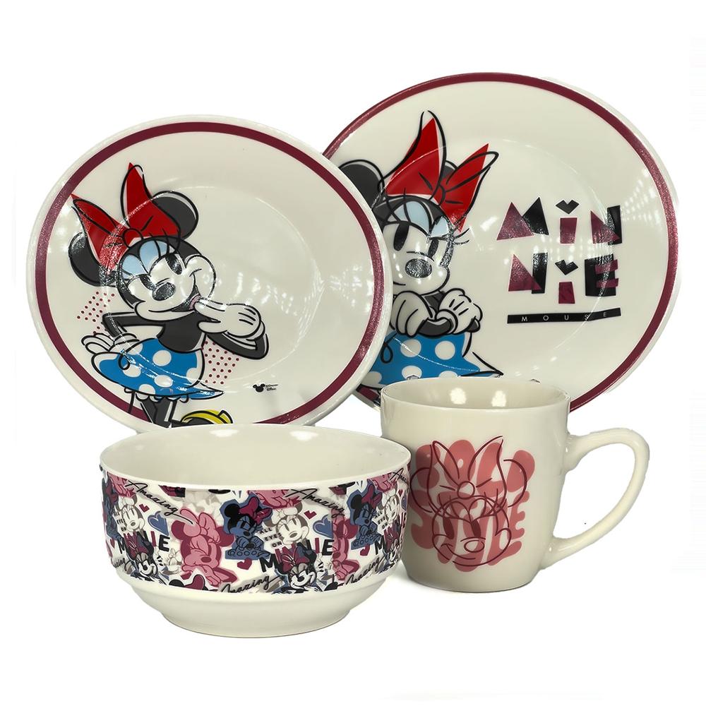 Set de Vajillas Minnie Mouse Rosa Disney 4 pzas