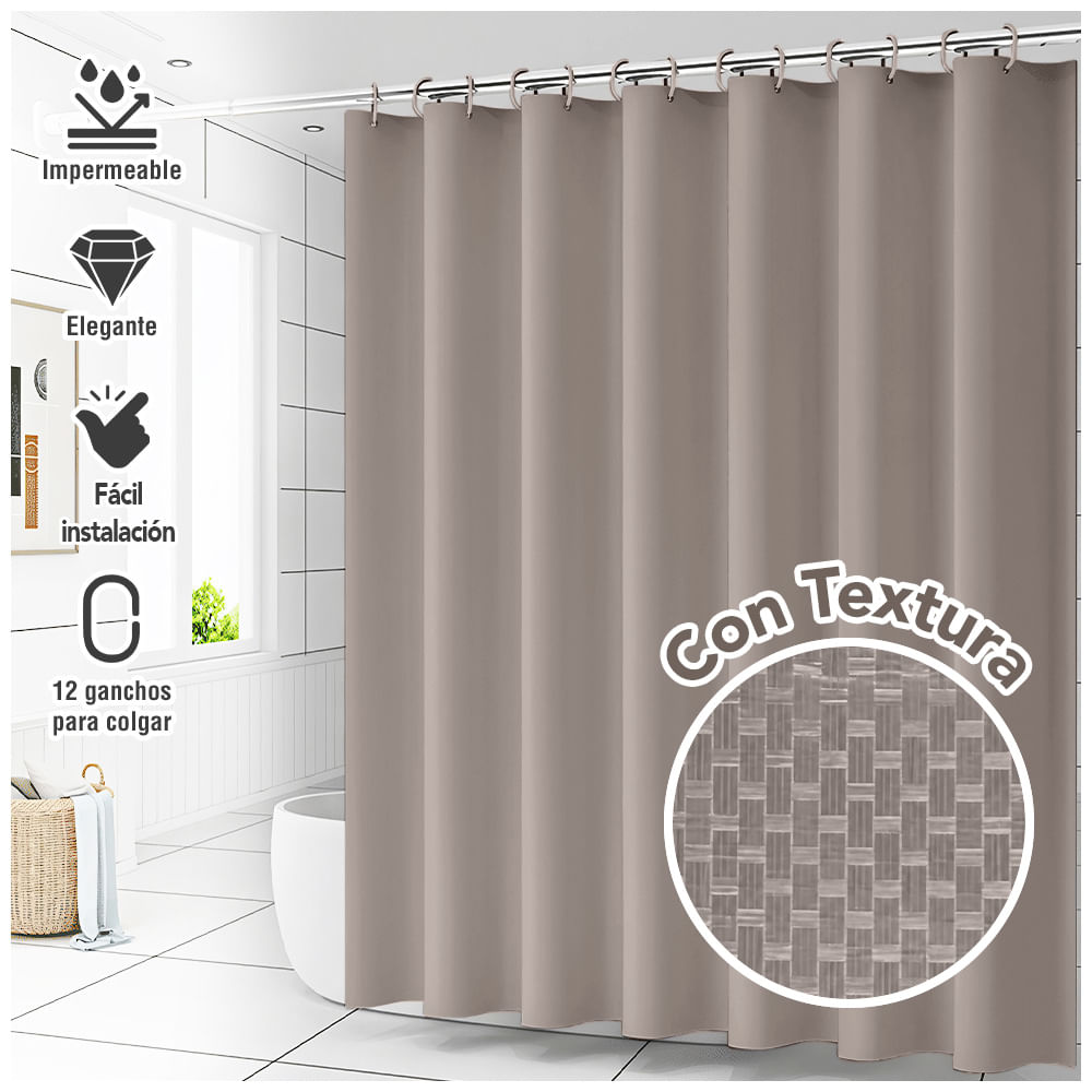 Cortina de Baño Impermeable Premium 180x180 Marrón H66