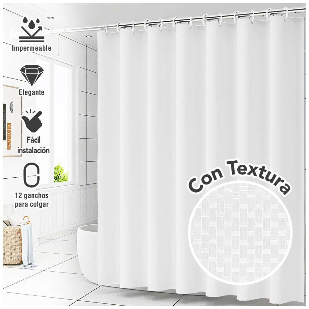 Cortina de Baño Impermeable Premium 180x180 Blanco H66