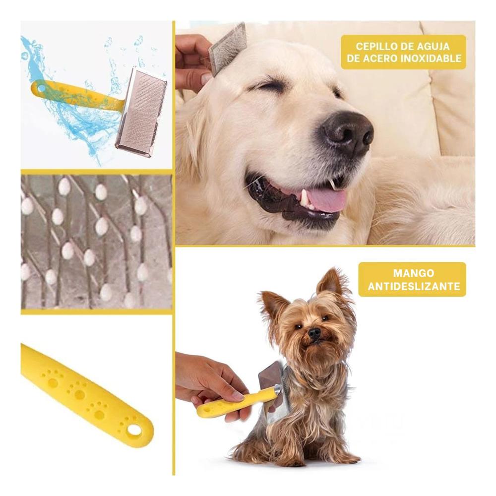 Peine Pet Puntas de Metal Mango de Plastico Talla M Amarillo muy Lindo Y+Post It