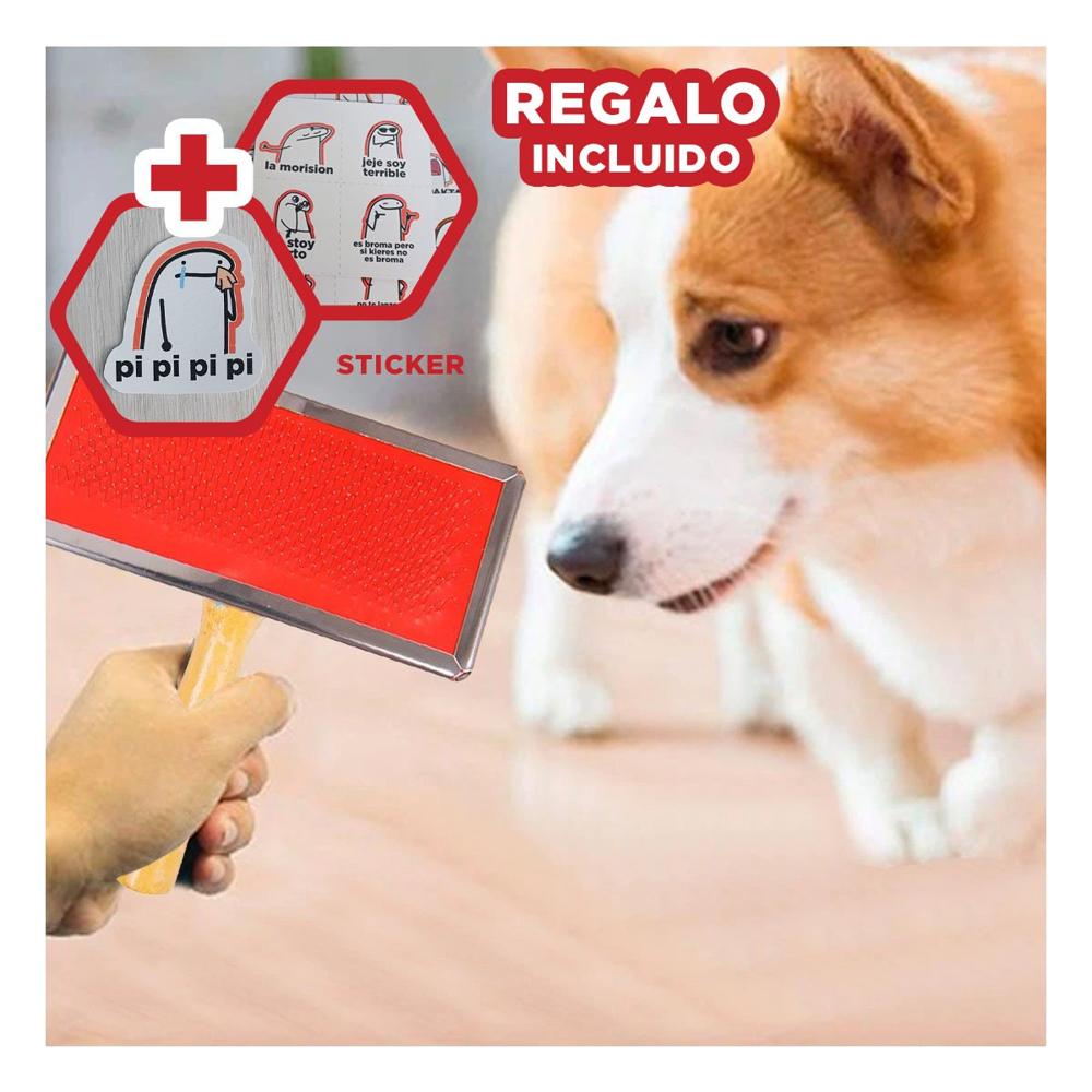 Utensilio Metal Rojo con Mango de Madera para Mascotas en Casa Y+Regalo Sticker