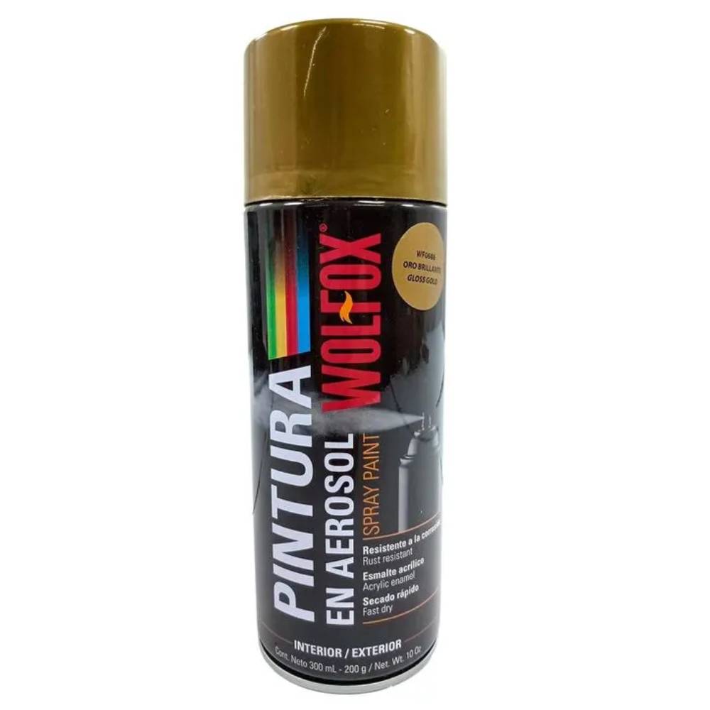 Pintura Aerosol Oro Brillante 300ml Wolfox Wf0686