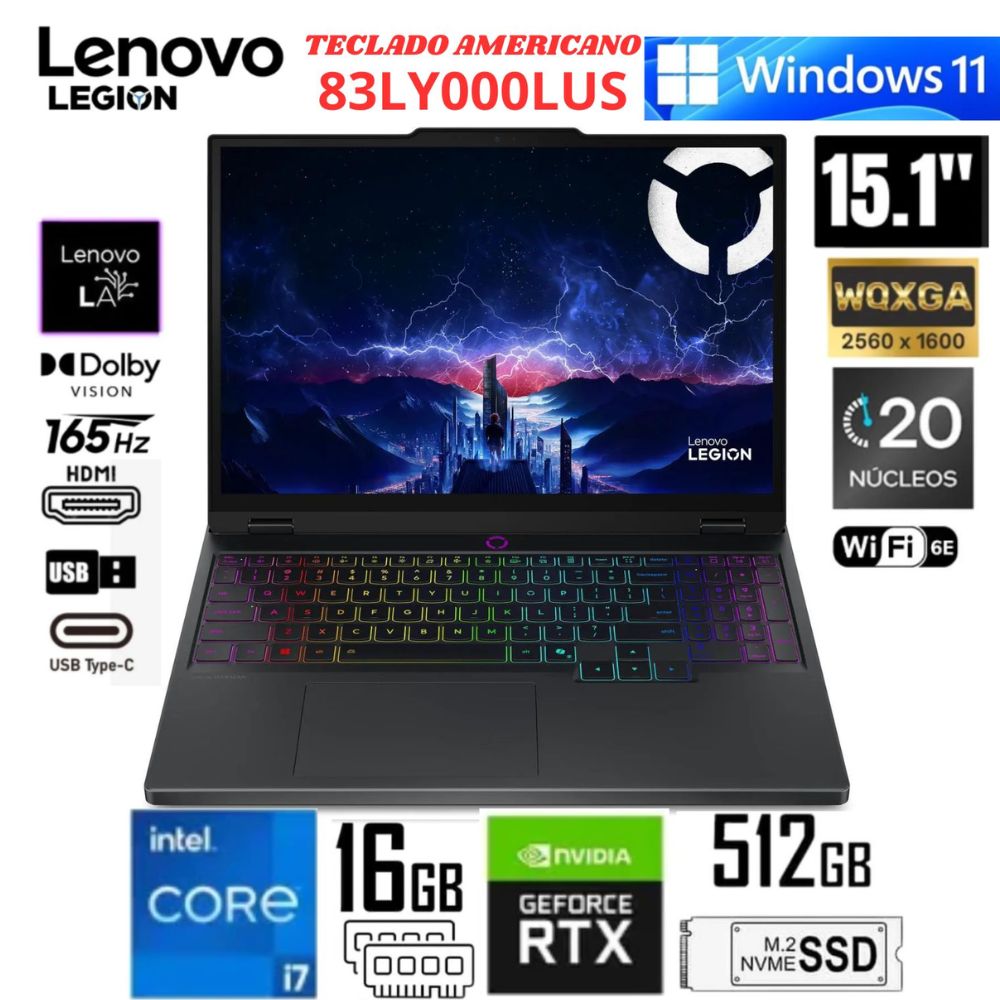 LENOVO LEGION 5 Core i7-14700HX 512GB SSD 16GB 15.1 WQXGA   WIN11  RTX 5060 - 83LY000LUS