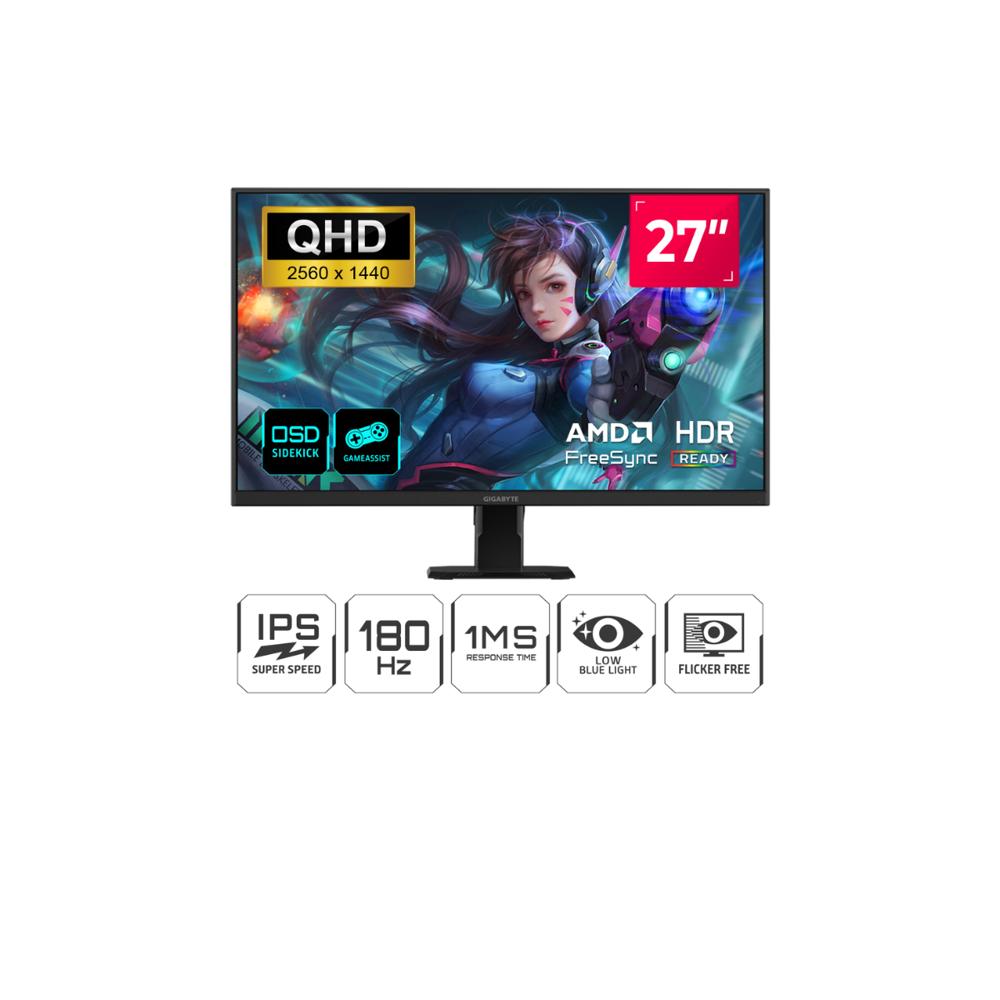 MONITOR GIGABYTE GS27QA 27' QHD 2560x1440 180HZ 1MS HDMI DP FREESYNC