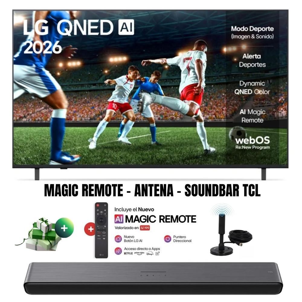 Televisor Smart TV LG 65'' QNED UHD 4K ThinQ AI 65QNED73ASA 2025 - Ant - Magic - Soundbar TCL