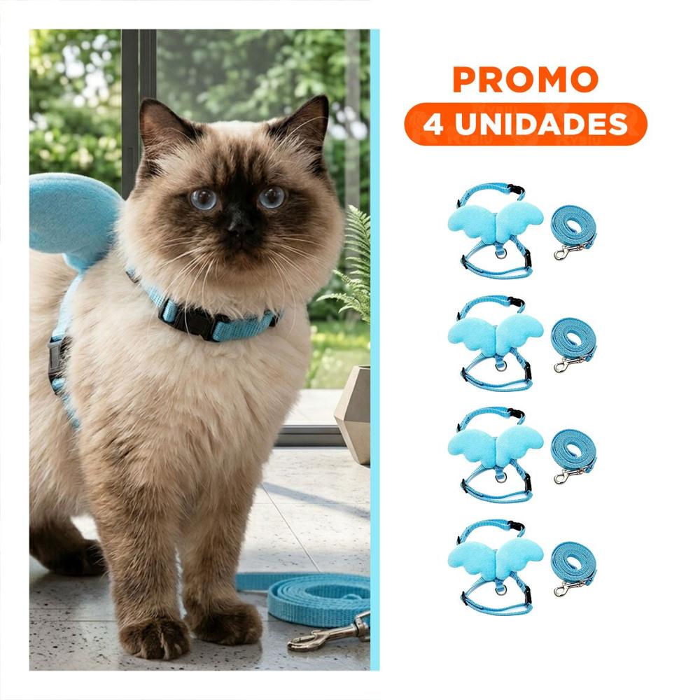 Pack4 Chaleco Regulable Pet Con Alitas Pequenas Y Ajuste Comodo Celeste Y+Regalo Sticker