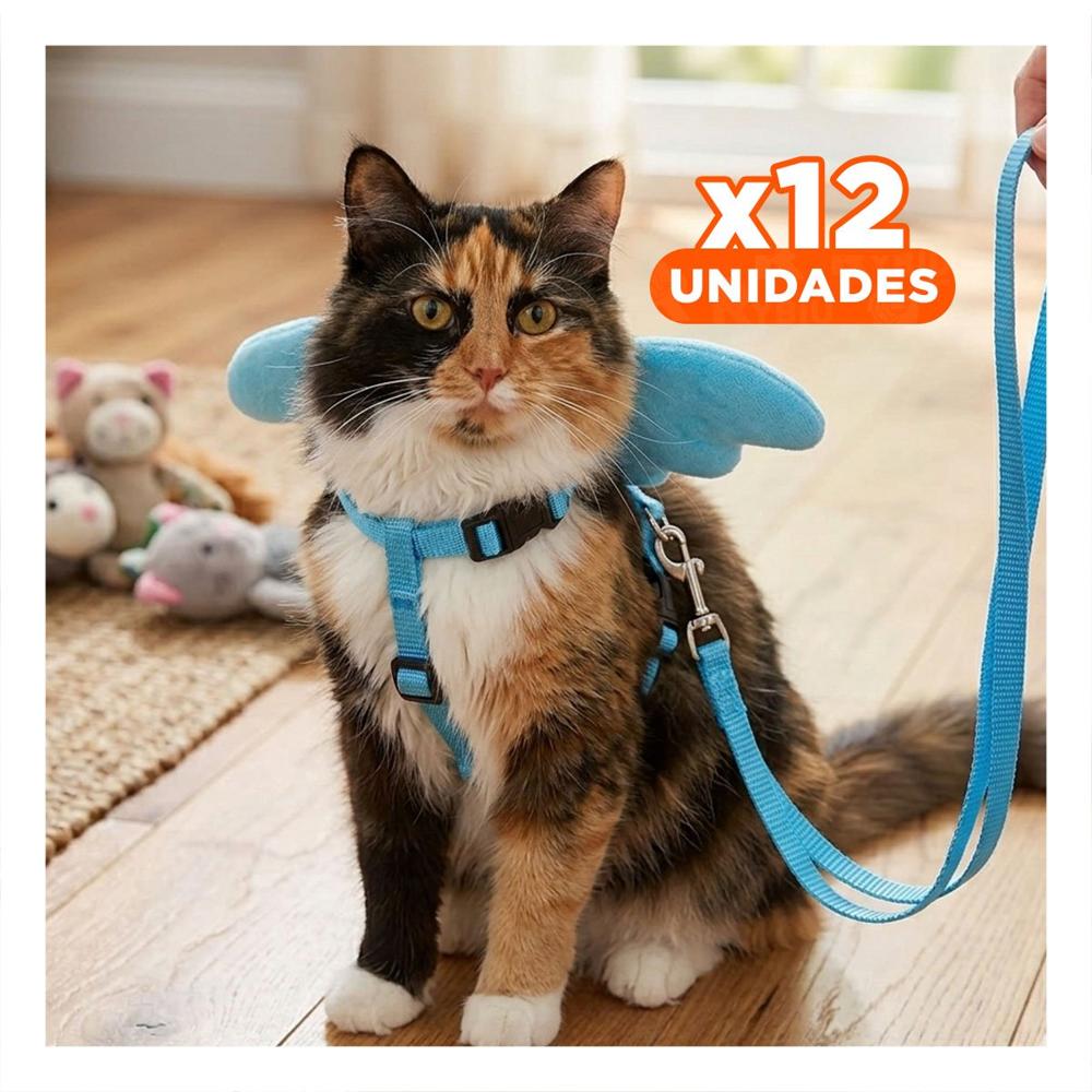 Pack12 Chaleco Para Mascota Con Alitas Pequenas Ajustable Celeste
