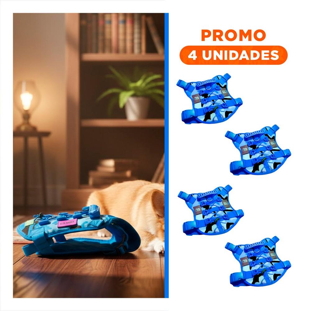 Pack4 Correa Para Mascota Azul Con Sujecion Segura Y Comodidad Y+Regalo Sticker