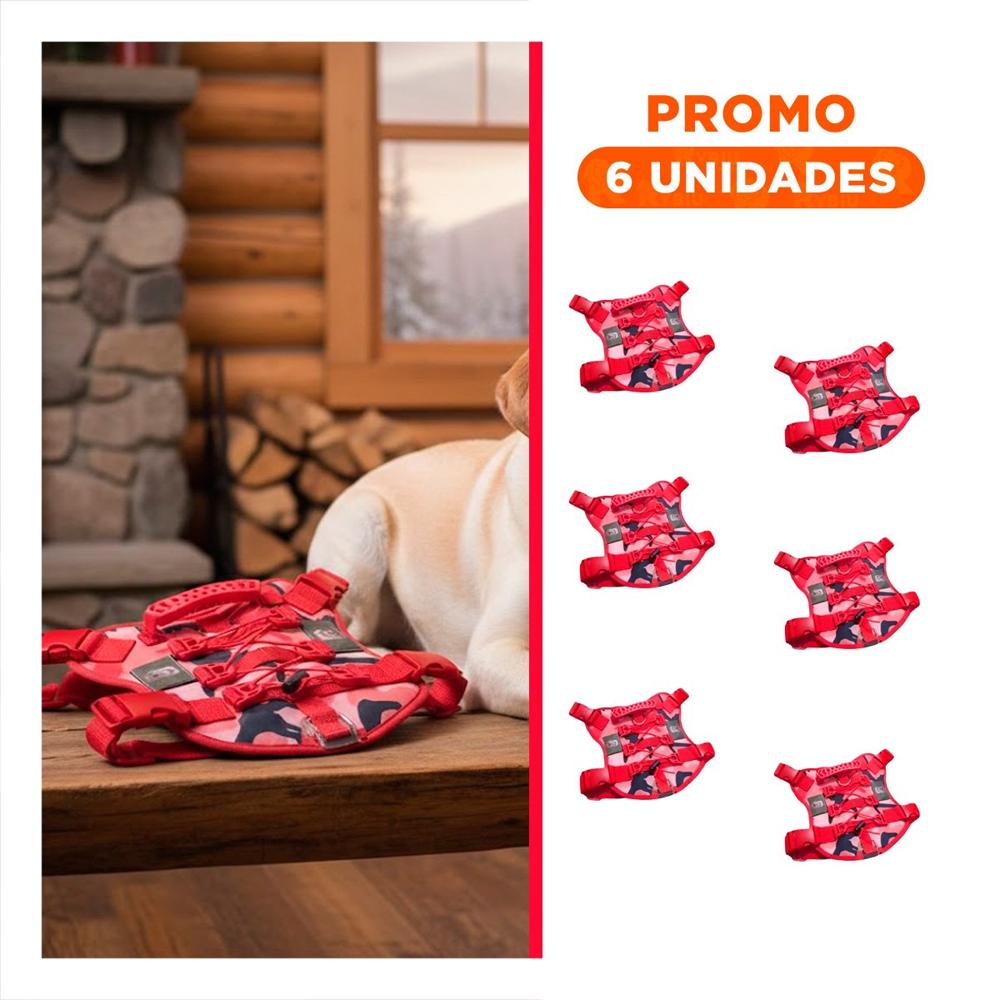 Pack6 Accesorio Chalecos Tactico para Perro Rojo Practico y Seguro para Entrenamiento