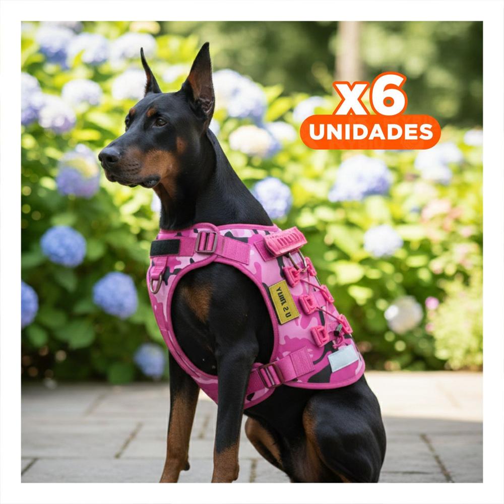 Pack6 Chaleco Para Perro Rosado Tactico Talla XL Ajustable Y Comodo Y+Regalo Sticker