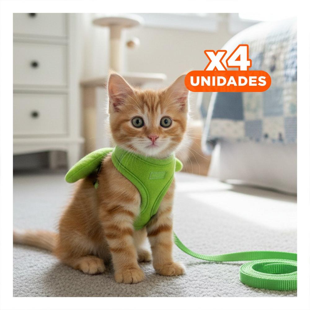 Pack4 Arnes Regulable Verde Pet con Alitas Decorativas Pequenas