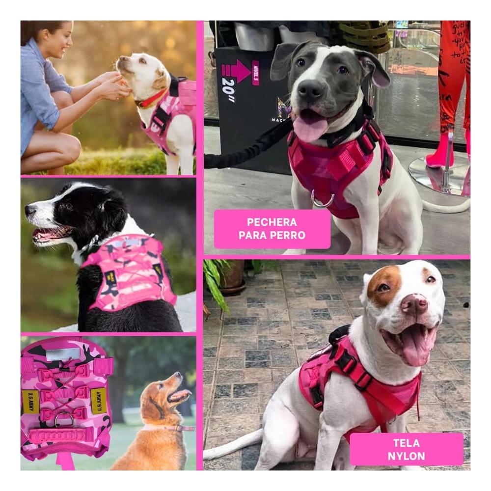 Chaleco Para Perro Rosado Tactico Talla XL Seguro Y Facil De Ajustar Y+Post It