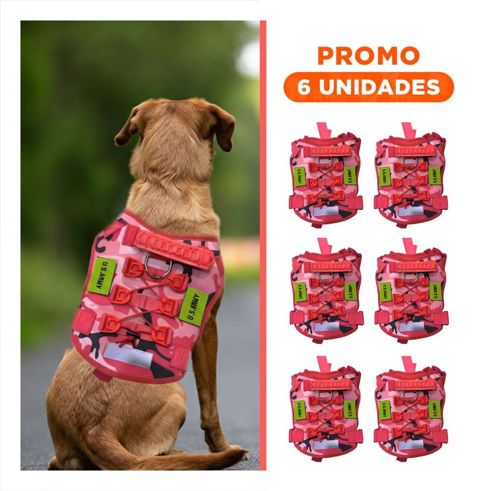 Pack6 Proteccion Para Perro Tactica Rojo Ligera Y Confortable Para Salidas