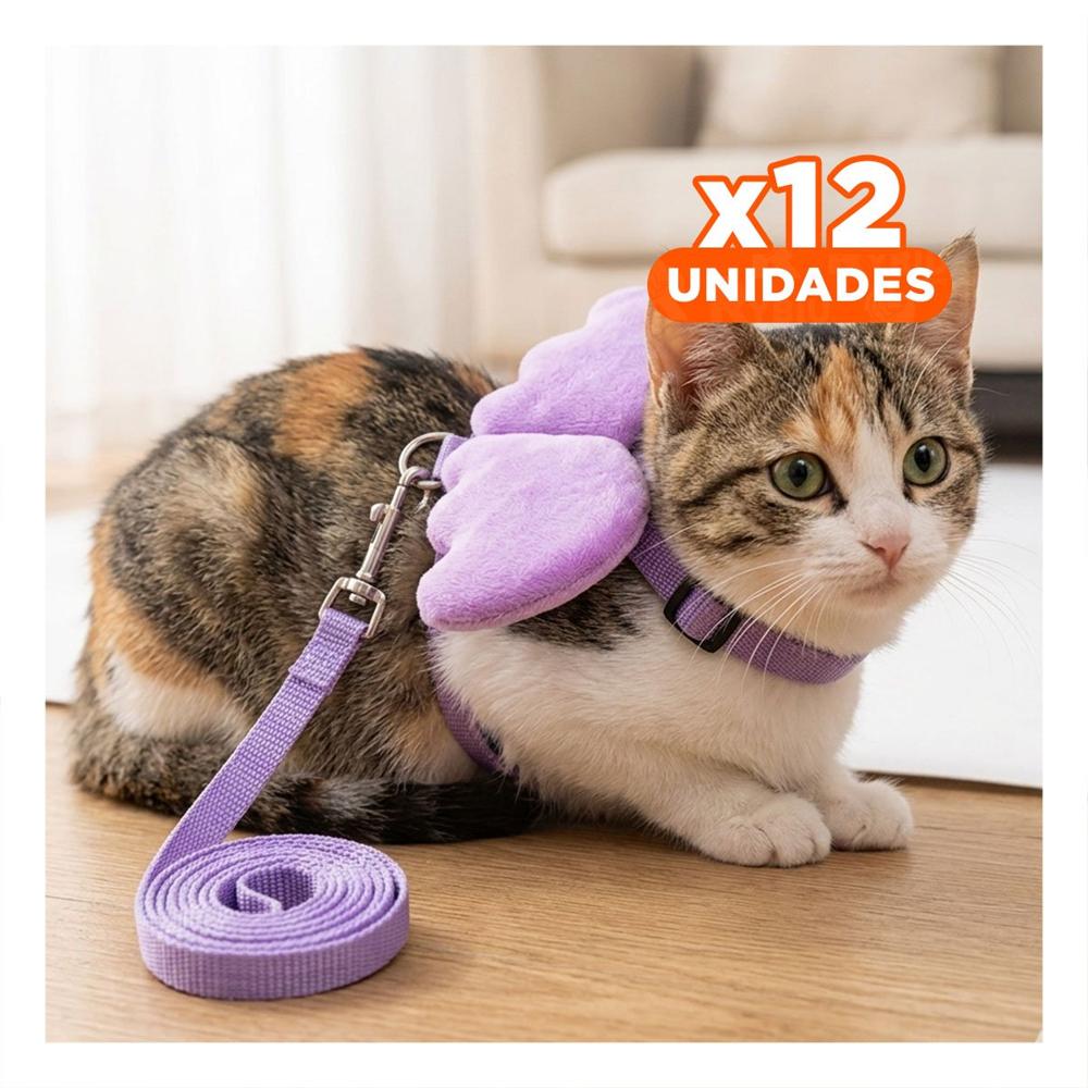 Pack12 Chaleco Para Mascota Con Alitas Pequenas Ajustable Lila