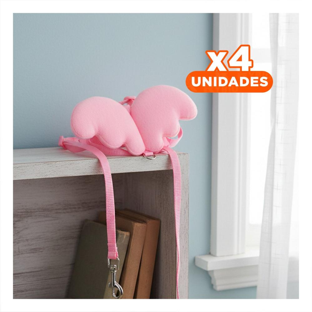 Pack4 Arnes Regulable Rosado Pet con Alitas Decorativas Pequenas