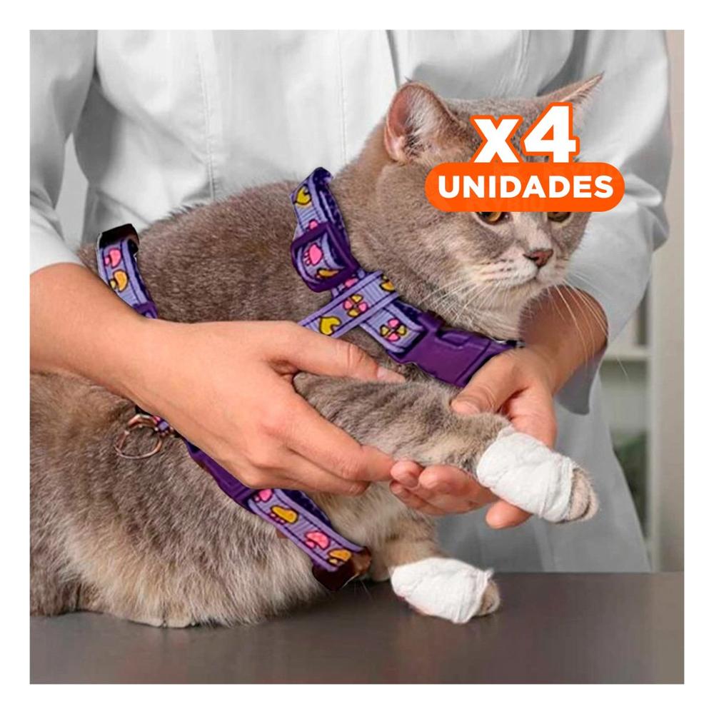 Pack4 Pechera Resistente para Conejo y Gato Delgado Lila