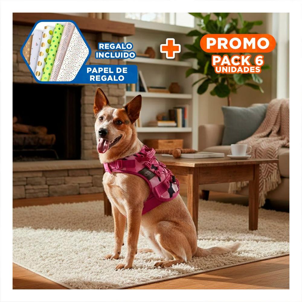 Pack6 Arnes Para Perro Rosado Talla L Con Correas Resistentes Y Estilo Moderno Y+Papel Regalo