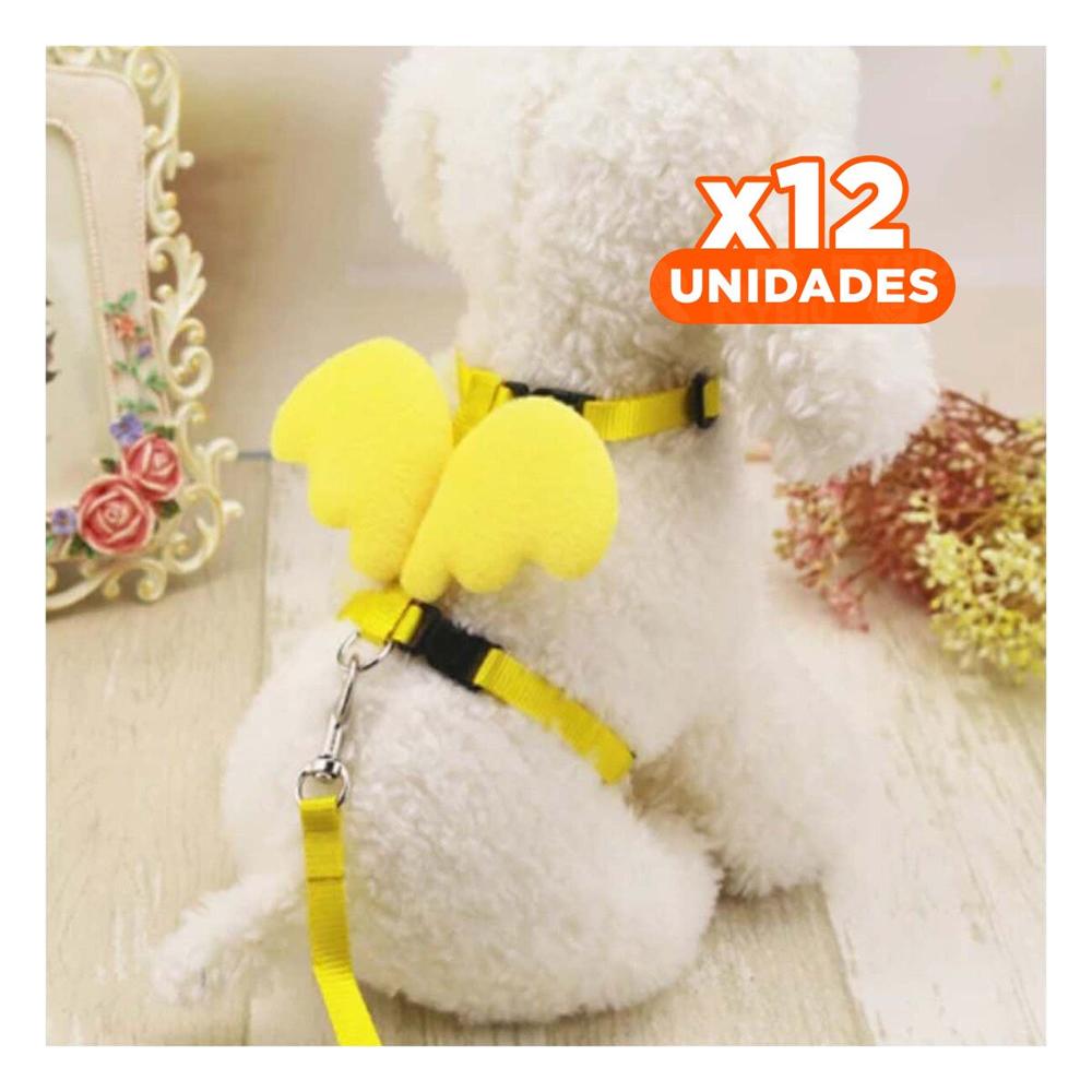 Pack12 Chaleco Pet Amarillo con Alitas Pequenas Ligero y Ajustable