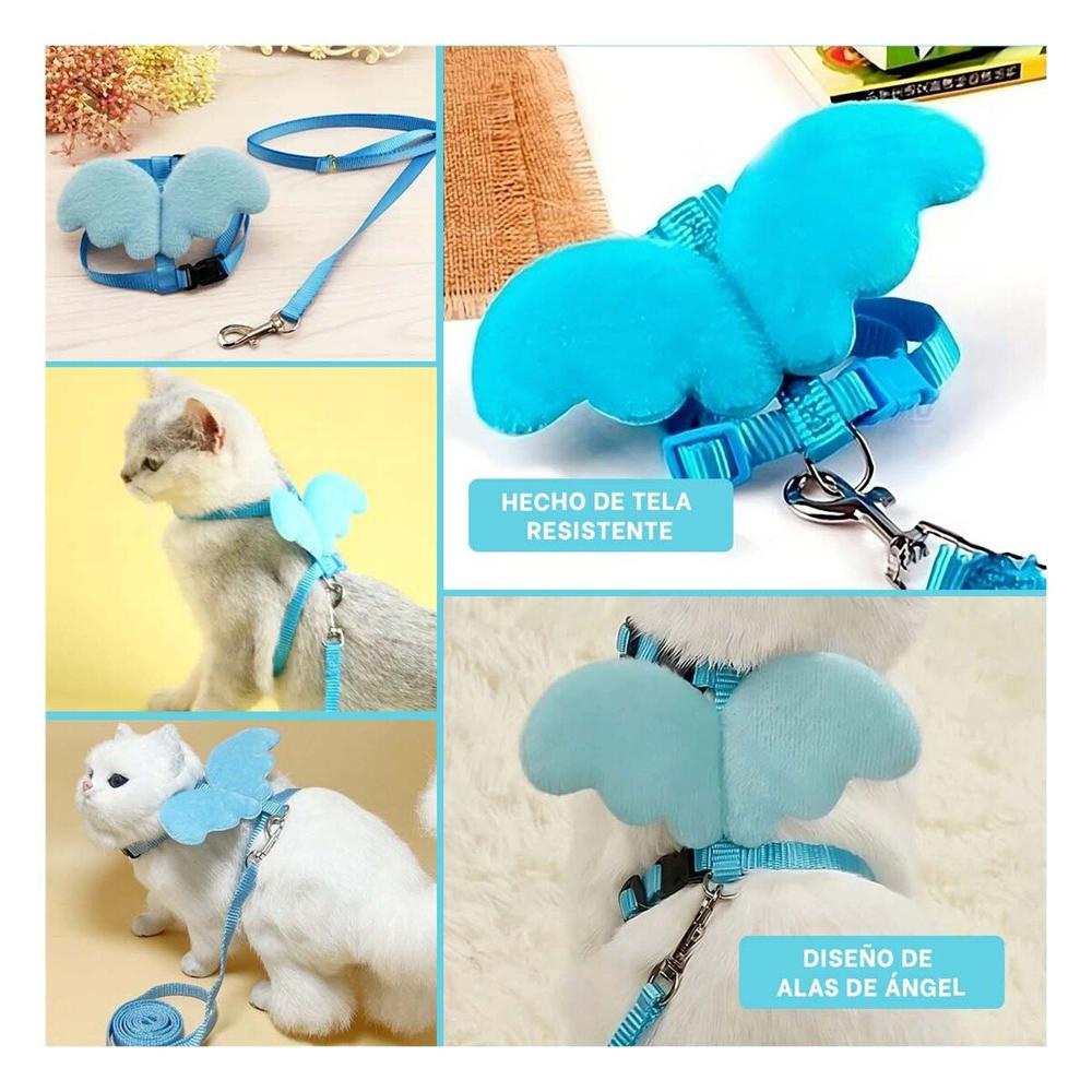 Pechera Para Mascota Ajustable Con Alitas Pequenas Celeste Y+Post It