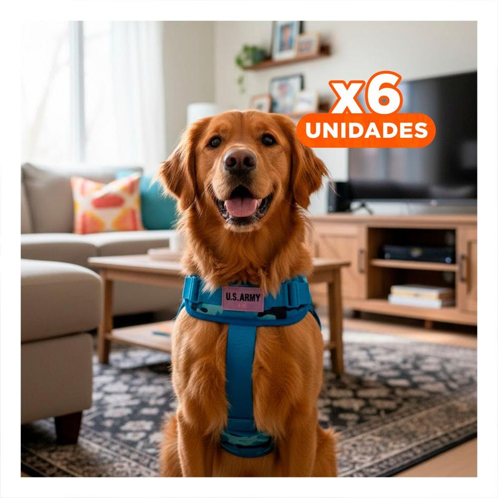 Pack6 Chaleco Ajustable Para Perro Azul Con Sujecion Ergonomica Y Ligero Y+Regalo Sticker