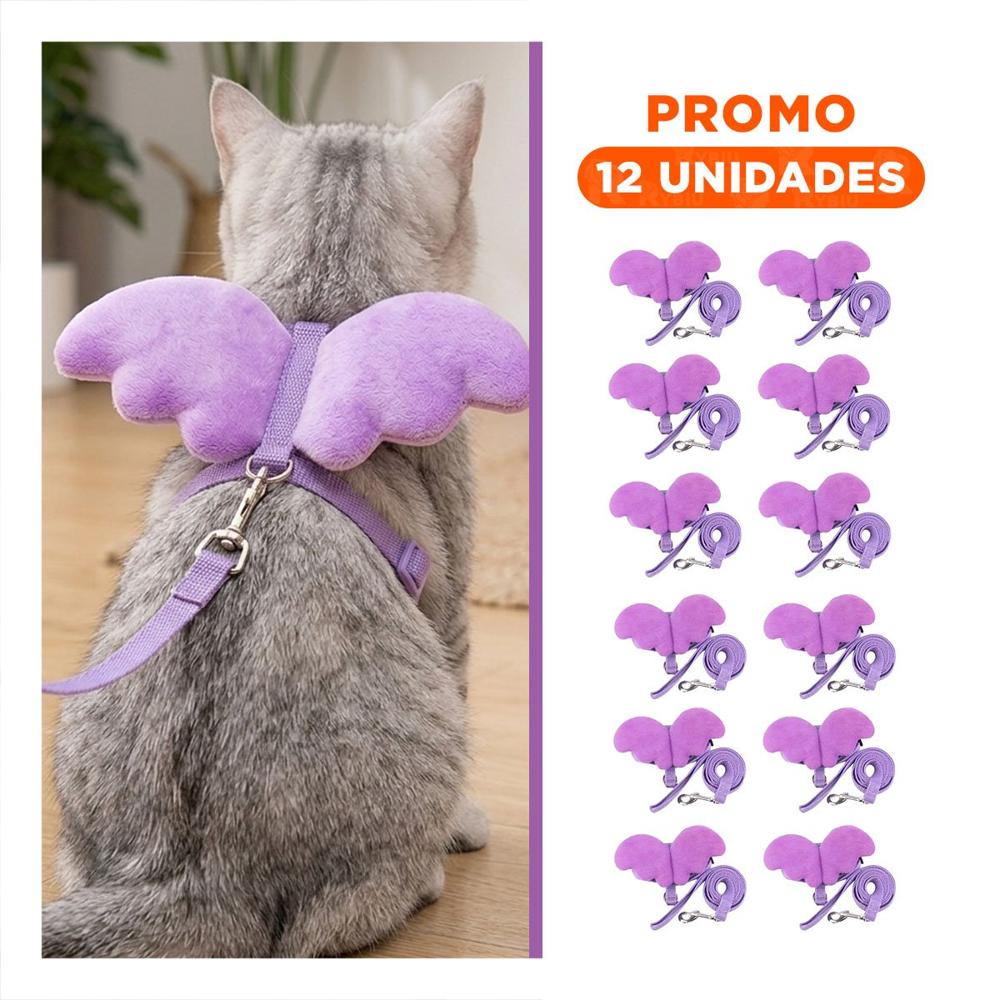 Pack12 Pechera Ajustable Para Perro Pequeno Con Alitas Lila Y+Regalo Sticker